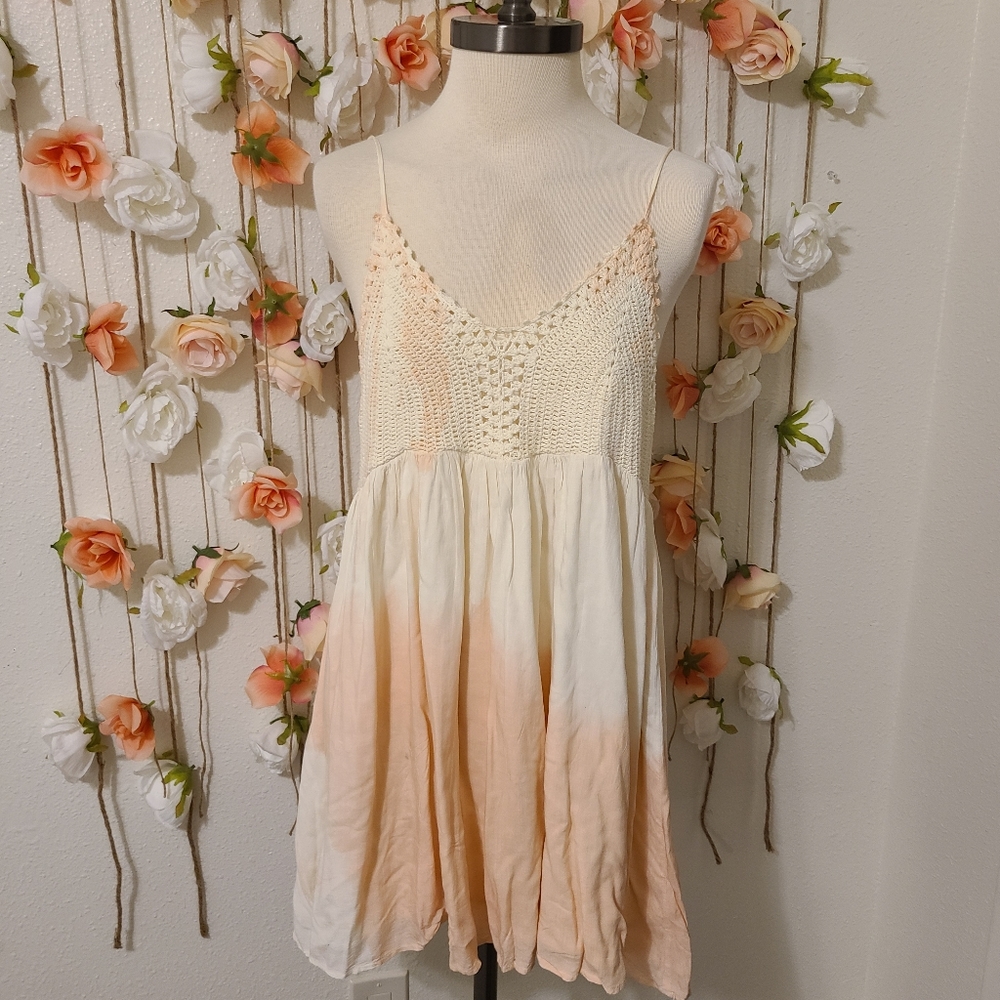 Tie-dye pink&white babydoll dress